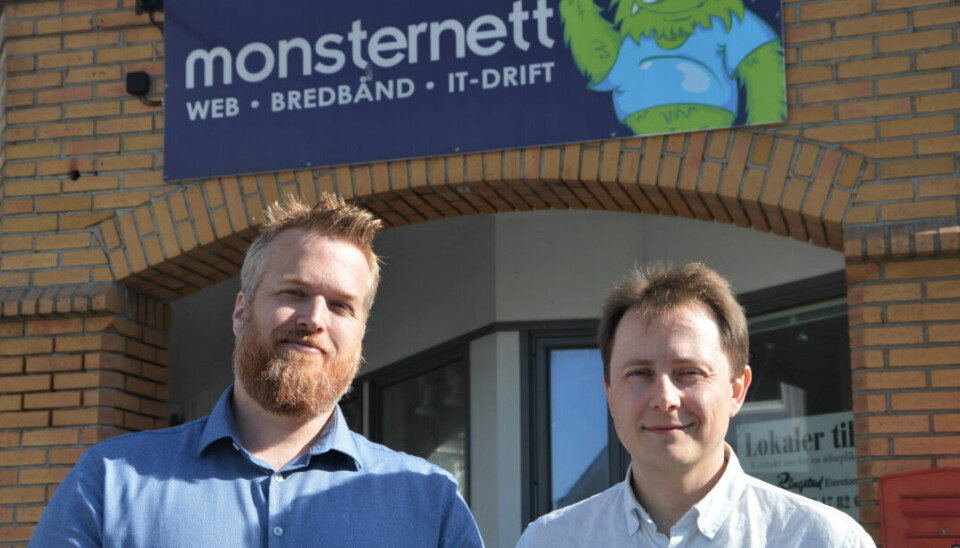 Vegard Svanberg (t.v.) og Sverre Nilsen startet som IT-konsulenter, men så raskt muligheten av å bygge opp Monsternett som en bredbåndleverandør. Foto: Terje Andresen